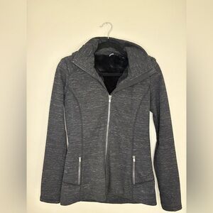 Athleta Gray Zip Hoodie Jacket Faux Fur Lined Womens Small
